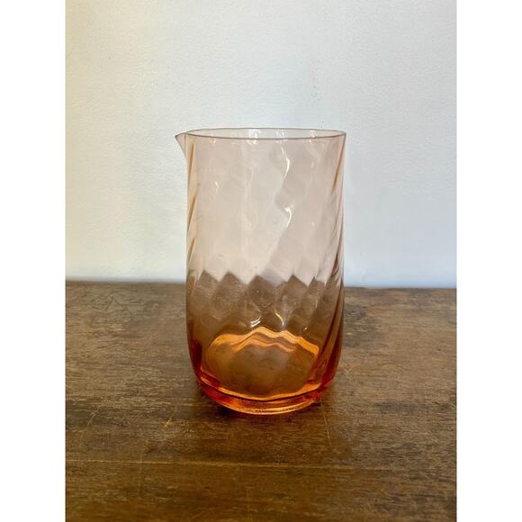 Vintage Peachy Pink Swirl Glass Pitcher | Glass Vase | Boho Chic - Picture 1 of 6